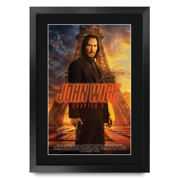 HWC Trading FR A3 John Wick 4 Keanu Reeves Regali Stampato Poster Firmato Autografo Immagine Per Film Memorabilia Tifosi - A3 Incorniciato