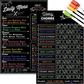 Hendson Magnetic Dry Erase Chore Chart and Menu Board Set for Kitchen Fridge - 11" x ...