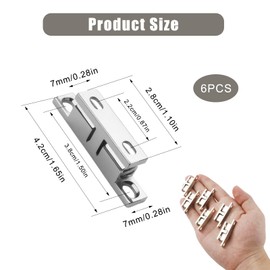 6 Pcs Brass Cabinet Cupboard Door Ball Catch Latch Silver,Heavy Duty Tension Catch for Cupboard, Closet, Internal Doors,Adjustable Furniture Latch for Kitchen, Bathroom, Bedroom Use