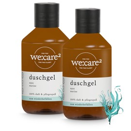 we:care² 2 x Shower Gel 250 ml Aqua/Marine - Sustainable & Vegan Shower Gel without Silicones, Parabens & Microplastics - pH Neutral Shower Gel Women - Bodywash Women