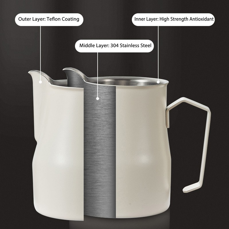 Milk Frother Cup 350ml 304 Stainless Steel Pointed Mouth Foaming