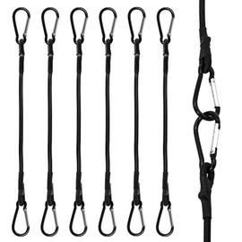 Brelet 6 Pack Heavy Duty Elastic Tie Down Straps with Carabiner 30cm Elastic Tie Down Straps with Hook for Camping, Tarpaulin, Tent, Luggage, Car and Motorcycles