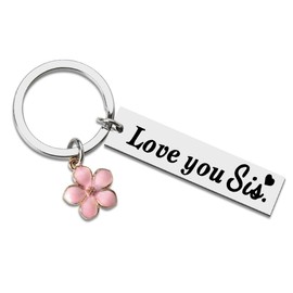 Love You Sis Sister Keychain for Women Girls Big Little Sister Christmas Birthday Gift from Brother Sister in Law Soul Sister Engraved Key Chains for Sisters Bestie Friends Female