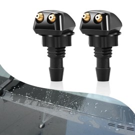 taluoka 2 PCS Car Front Windshield Washer Nozzle, 1.1" Adjustable Straight Column Powerful Jet Wiper Nozzle Replacement, with Plastic Nut Mounting Accessories, Universal for Most Cars (Black)