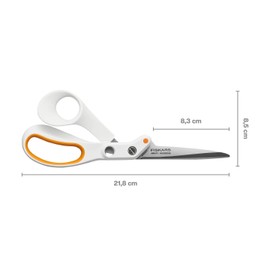 Fiskars Razor Edge 1070081 Dressmaking Scissors Length 21 cm Stainless Steel Blade / Plastic Handles White / Orange Amplify
