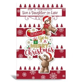 Christmas Card for Son and Daughter -in-Law, Extra Large 19.5 x 29.5 cm, 8 Page Full Colour Insert with Verse, Gold & Red Foil Accents