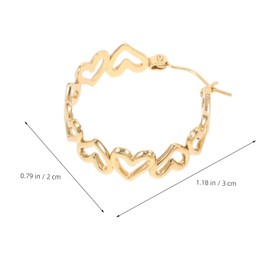 FRCOLOR Gold Heart Hoop Earrings for Women Unique Lightweight Stainless Steel Sleeper Fashionable Hollow Design for Cartilage and Helix Piercings