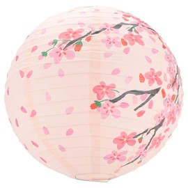 Kichvoe 12 Inch Japanese Hanging Oriental Round Lamp Foldable Festive Lamp Cherry Blossom Lantern Decoration Pink