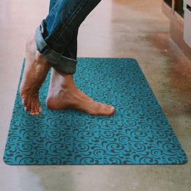 Shape28 Floor Mat Ultra-Thin Kitchen Bathroom Rug with Non Slip Rubber Backing 35”x23” Blue Design 3P