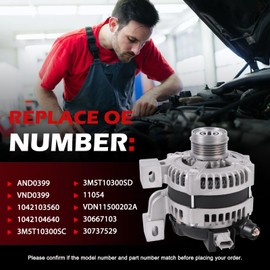 Autodevil 11054 Alternator 150Amp 12V Compatible with C70 S40 V50 2005 2006 OE AND0399, VND0399, 1042103560, 1042104640, 3M5T10300SC