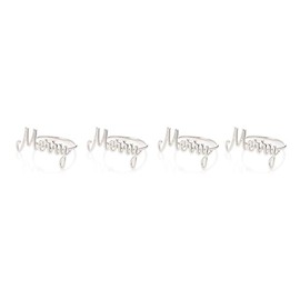 Premier Decorarions Pack of 4 Silver Metal Merry Christmas Napkin Rings Xmas Festive Napkin Holders Dinner Table Décor