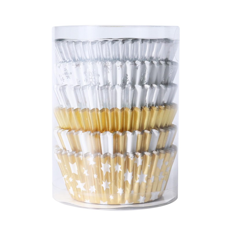 PME Christmas Foil-Lined Cupcake Cases - Metallic Gold & Silver