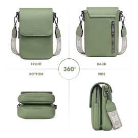 POIUGOYA Small Crossbody Bags for Women Trendy,Leather Triple Compartment Cell Phone Crossbody Wallet Purses with Card Slots