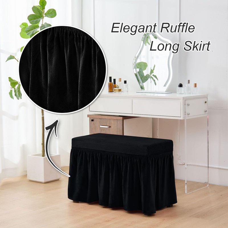 NICEEC Spandex Stretch Piano Bench Cover with Skirt Removable Ottoman