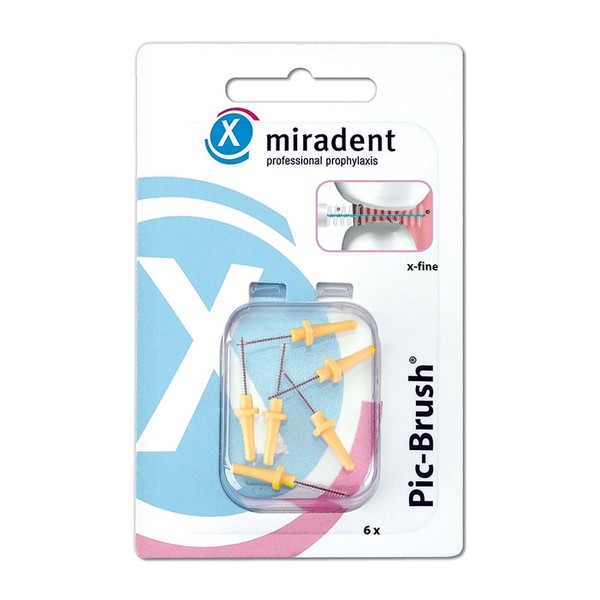 Miradent Interd.Pic Brush Replacement B.X-Fine Yellow Pack of 6