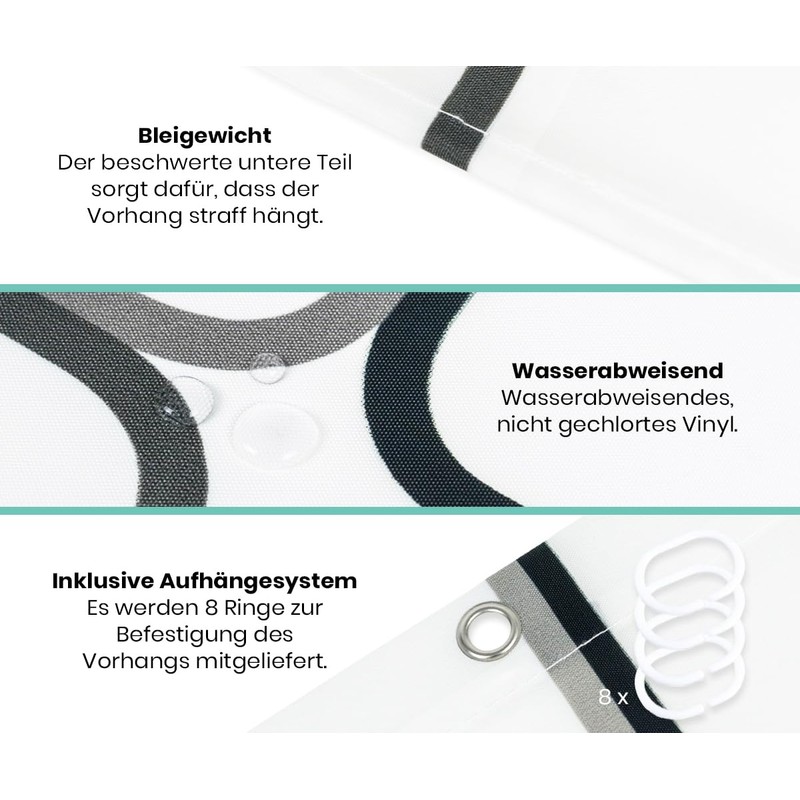 Loti Living Anti-Mould Shower Curtain - 120 x 200 cm