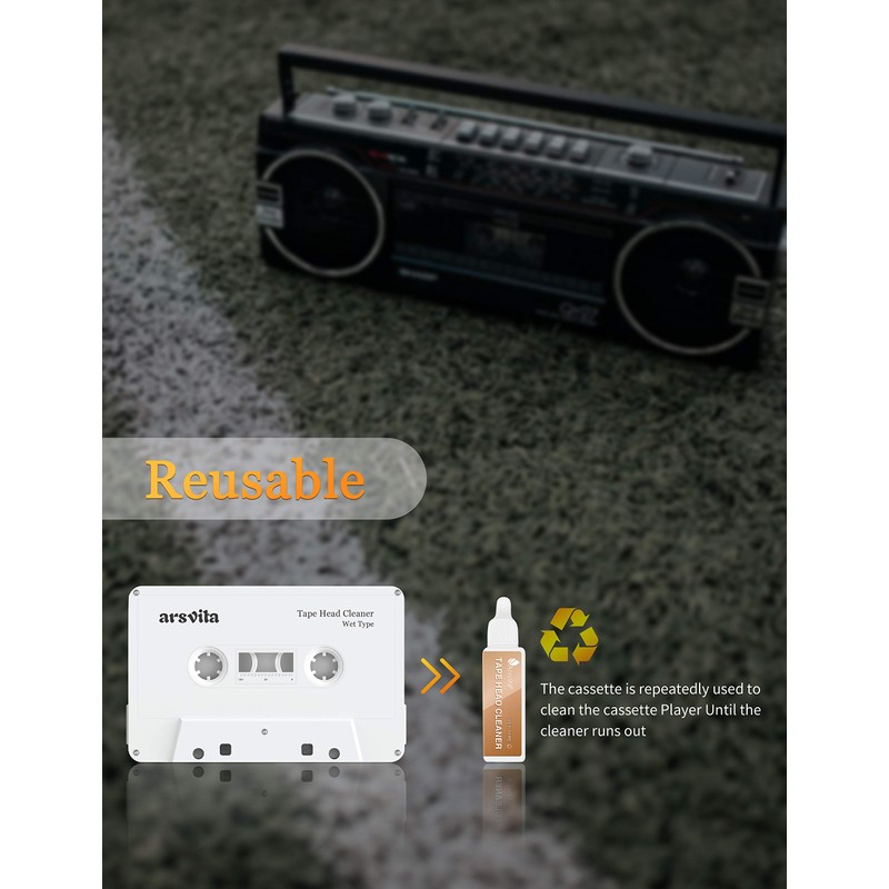 Arsvita Audio Cassette Head Cleaner, Tape Cleaning Kit for Home/Portable/Car