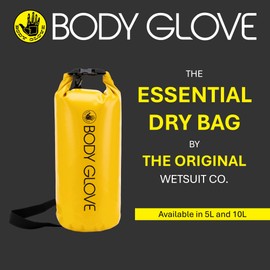BODY GLOVE Waterproof Dry Bag with Adjustable Strap, 5L/10L Roll Top Dry Storage Sack for Boating, Watersports, Fishing, and Camping (RED/5L)