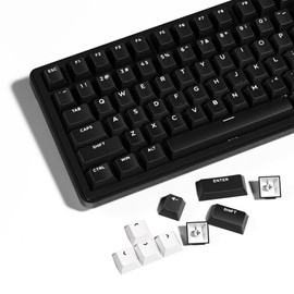 HITIME XVX WOB Double Shot PBT Keycaps Set 138 Keys, Cherry Profile Custom Keycap 60 65 75 100 Percent for 61/64/68/84/87/100/104/108 Mechanical Gaming Keyboard, Black