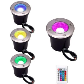 ALEDECO 4 Pack 3w 12v Low Voltage In-ground Lights LED Landscape Light Waterproof IP67 Pathway Lights Outdoor spotlights Trees Flags for Garden,Yard,Tree (RGB)