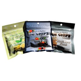Ice Chips Candy Resealable Pouches, 3 Pk Variety: Lemon, Berry & Root Beer