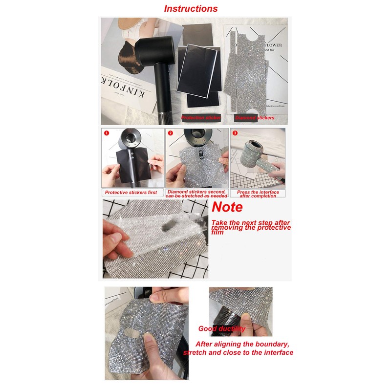 Pegatinas brillantes de diamante para secador de pelo Dyson Supersonic