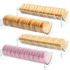 4 Pcs Clear Cracker Tray for Serving Rectangular Cracker Holder for Serving Trays Clear Food Display Stands for Party Acrylic Cracker Dish Biscuit Stand Cracker Server for Home(U Shape, V Shape)