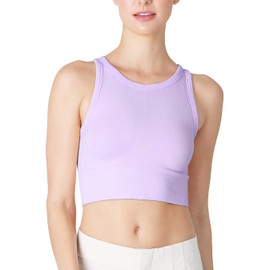 NIKIBIKI Women Seamless Chevron High Neck Crop Top, Made in U.S.A, One Size (Orchid Petal)