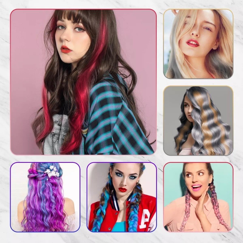 jianming Extensiones Cabello Sinteticas 10 Piezas Colores Fantasía