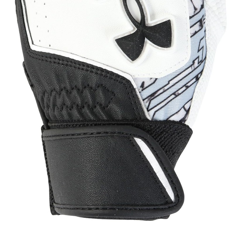 UA Clean Up Batting Gloves 6001310 (002), Black, White, Black,