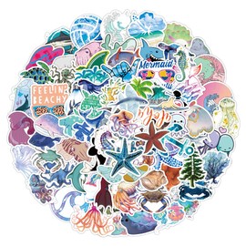 100PCS Cute Ocean Stickers, Funny Marine Life Sticker Pack for Water Bottles Laptop Phone Skateboard Luggage Helmet Guitar, Vinyl Waterproof Cool Sea Animal Decals for Teen Girls
