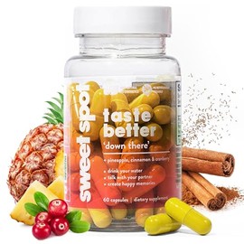 Sweet Spot  Suplemento para la salud vaginal con piña y arándano, 60 cápsulas  Refresca el sabor, promueve el equilibrio femenino, el equilibrio del  