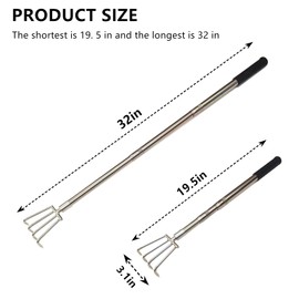 2Pcs Garden Guru Hand Rake Cultivator Claw Soil Tiller 32-inch Stainless Steel Clam rake with Long Handle Perfect Pulverized and Aerated Soil
