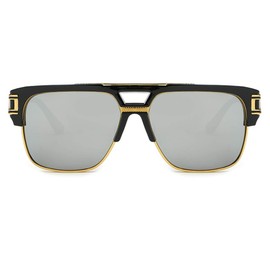 Freckles Mark 70s Retro Sunglasses Mens Womens Trendy Square Gold Metal Sun Glasses Vintage Gangster Style (Silver Mirror Lens, 61)