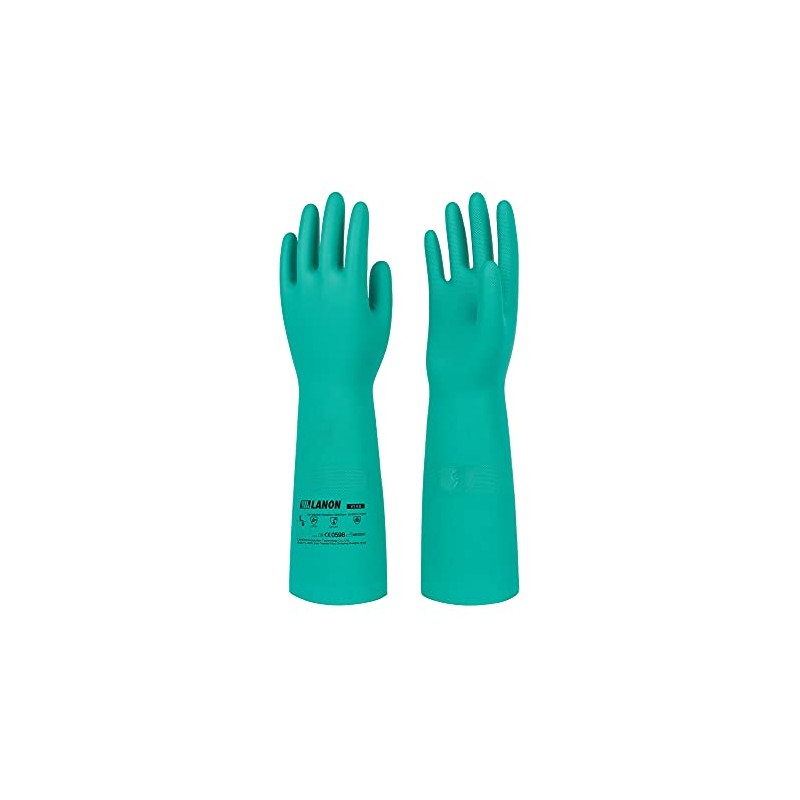 LANON - Guantes de nitrilo resistentes a los productos químicos,