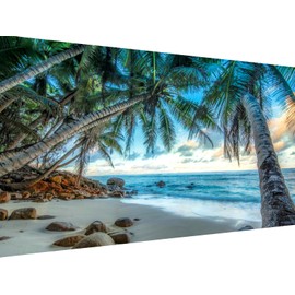 Yunnuo Landscape Diamond Painting Kits for Adults, DIY 5D Beach Diamond Art, Diamond Painting Cocos Scenery,Large Sea Diamond Dot Painting for Home Wall Decor and Gift(15.7x27.5inch)