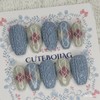 Argyle knit handmade nail tips, pedi tips - Oval M