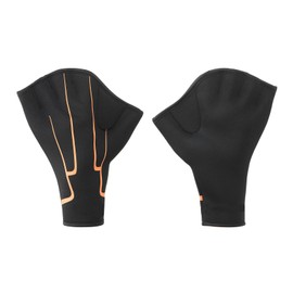 PATIKIL Swim Gloves, Webbed Swimming Gloves Aquatic Fitness Water Resistance Swim Hand Paddles for Women and Men Water Aerobics, M, Gray/Orange