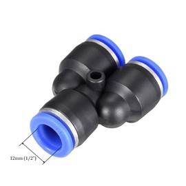 Y Shape Push Fittings, 12mm (1/2”) OD Push to Connect Quick Fitting, Air line Push Lock Tube Fitting Splitter, 10Pcs