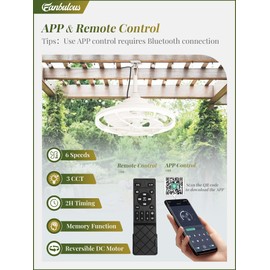 Fanbulous Outdoor Ceiling Fans with Light for Patios, 20" Weatherproof Plug in Ceiling Fan, Gazebo Fan Remote&APP Control, 3CCT Dimmable,Caged Ceiling Fan with Hanging Hook for Porch, Pergola,Canopy