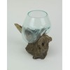 Things2Die4 Blown Molten Glass On Teak Driftwood Decorative Bowl/Mini Terrarium