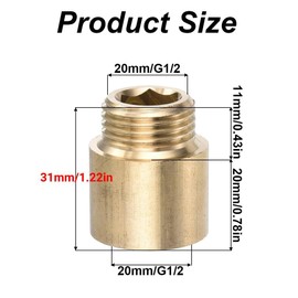 Duschkopf-Verlängerungsarm, 31 mm, Messing, Duscharm-Verlängerung, G1/2 Außengewinde auf Innengewinde, Rohrverlängerungsadapter für Zuhause, Hotel, Badezimmer
