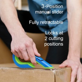 Slice Box Cutter | Manual Retracting | Heavy Duty Utility Knife | Safe Ceramic Blade Lasting 11x Longer than Metal | 1 Pack | Blue