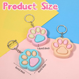 3Pcs Fidget Keychains, Cat Paw Keychain Fidget Keychain for Adults, Clicker Fidgets Keychains Bulk, Cute Sensory Fidgets Keyring for Anxiety, Stress Relief Items for Desk Office Quiet