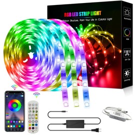 YI LIGHTING - Smart Wi-Fi RGB LED Strip Lights, Music Synced, Color Changing with Remote, App Control for Bedroom Home TV Bar (49.2 FT)