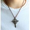 Crucifix Crown of Thorns Handmade Pendant Brown Paracord Necklace Catholic