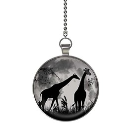 Gotham Decor Giraffe Jungle Moon Glow in The Dark Ceiling Fan and Light Pull Chain Pendant