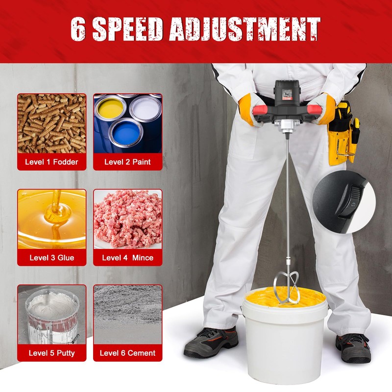 IMAYCC Cement Mixer 2100W, Portable Concrete Mixer, 110V Handheld Mud