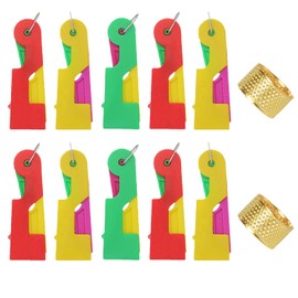 ArrErr 12 Pack Automatic Needle Threaders for Hand Sewing Thread Needle Guide Tool with Thimble for Finger Protection Stitching Quilting Sewing Sorting Knitting Embroidery Cross Stitch