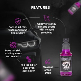 Lanes Car Wash and Wax - Car Wash and Wax in One, Grape Scented Car Wash, Safe for All Surfaces, Concentrated Soap Wax Formula (16 Oz)